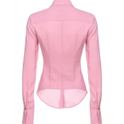 Pinko Shirts-- Georgette Crop Tight Shirt - Pink - Shirts - Made in Italy - Luxury Exclusive Collection - Avvenice