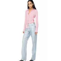 Pinko Shirts-- Georgette Crop Tight Shirt - Pink - Shirts - Made in Italy - Luxury Exclusive Collection - Avvenice