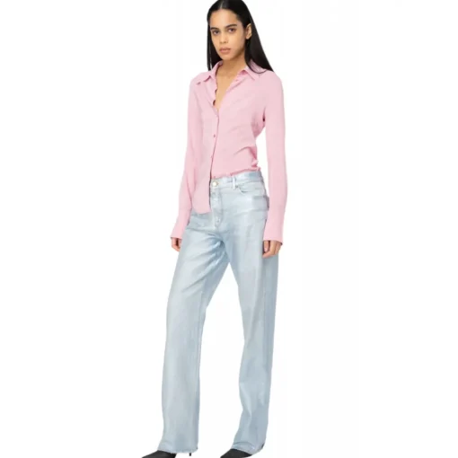 Pinko Shirts-- Georgette Crop Tight Shirt - Pink - Shirts - Made in Italy - Luxury Exclusive Collection - Avvenice
