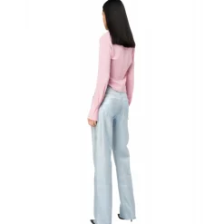 Pinko Shirts-- Georgette Crop Tight Shirt - Pink - Shirts - Made in Italy - Luxury Exclusive Collection - Avvenice