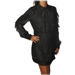 Pinko Dresses-- Guido Dress Devorè Effect in Fantasy - Black - Dress - Made in Italy - Luxury Exclusive Collection - Avvenice