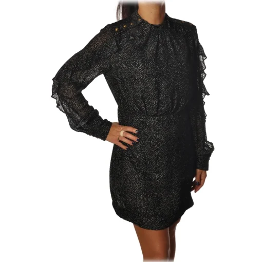 Pinko Dresses-- Guido Dress Devorè Effect in Fantasy - Black - Dress - Made in Italy - Luxury Exclusive Collection - Avvenice