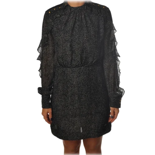 Pinko Dresses-- Guido Dress Devorè Effect in Fantasy - Black - Dress - Made in Italy - Luxury Exclusive Collection - Avvenice