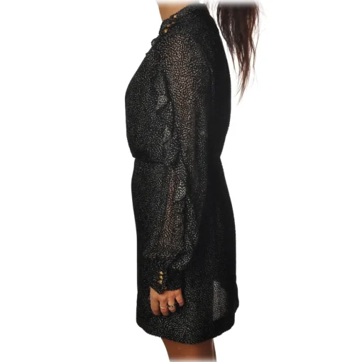 Pinko Dresses-- Guido Dress Devorè Effect in Fantasy - Black - Dress - Made in Italy - Luxury Exclusive Collection - Avvenice