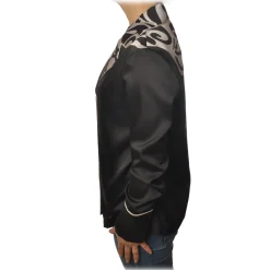 Pinko Jackets-- Jacket Calimero in Abstract Pattern - Black/Ivory - Jacket - Made in Italy - Luxury Exclusive Collection - Avvenice
