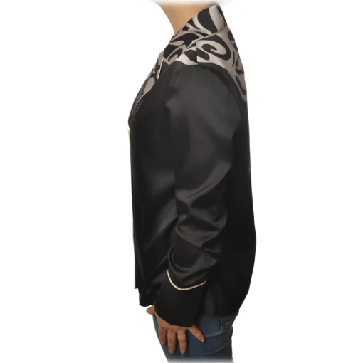 Pinko Jackets-- Jacket Calimero in Abstract Pattern - Black/Ivory - Jacket - Made in Italy - Luxury Exclusive Collection - Avvenice