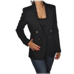 Pinko Jackets-- Jacket  Fulmine4 with Jewel Buttons - Black - Jacket - Made in Italy - Luxury Exclusive Collection - Avvenice