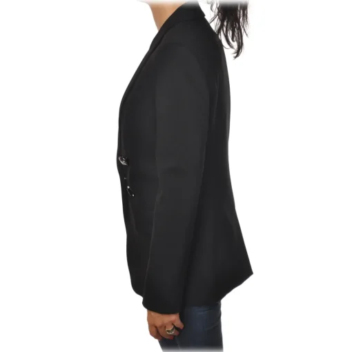 Pinko Jackets-- Jacket  Fulmine4 with Jewel Buttons - Black - Jacket - Made in Italy - Luxury Exclusive Collection - Avvenice