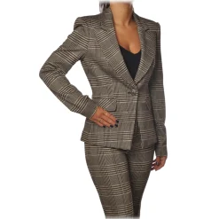 Pinko Jackets-- Jacket Gomberto2 in Prince of Galles Motif - Beige/Black - Jacket - Made in Italy - Luxury Exclusive Collection - Avvenice