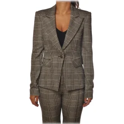 Pinko Jackets-- Jacket Gomberto2 in Prince of Galles Motif - Beige/Black - Jacket - Made in Italy - Luxury Exclusive Collection - Avvenice