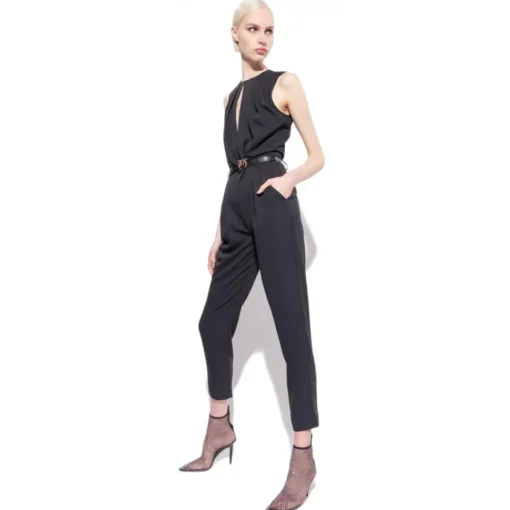 Pinko Dresses-- Jumpsuit with Geometric Cut-Out - Black - Dress - Made in Italy - Luxury Exclusive Collection - Avvenice