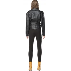 Pinko Trousers-- Leather and Technical Fabric Leggins - Black - Trousers - Made in Italy - Luxury Exclusive Collection - Avvenice