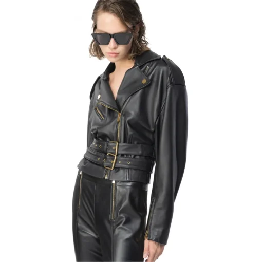 Pinko Trousers-- Leather and Technical Fabric Leggins - Black - Trousers - Made in Italy - Luxury Exclusive Collection - Avvenice