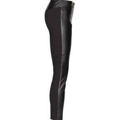 Pinko Trousers-- Leather and Technical Fabric Leggins - Black - Trousers - Made in Italy - Luxury Exclusive Collection - Avvenice