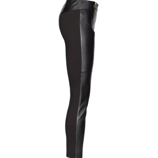 Pinko Trousers-- Leather and Technical Fabric Leggins - Black - Trousers - Made in Italy - Luxury Exclusive Collection - Avvenice