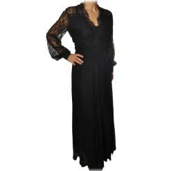 Pinko Dresses-- Long Dress Sposare1 with Sleeves in Lace - Black - Dress - Made in Italy - Luxury Exclusive Collection - Avvenice