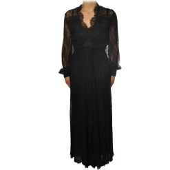 Pinko Dresses-- Long Dress Sposare1 with Sleeves in Lace - Black - Dress - Made in Italy - Luxury Exclusive Collection - Avvenice