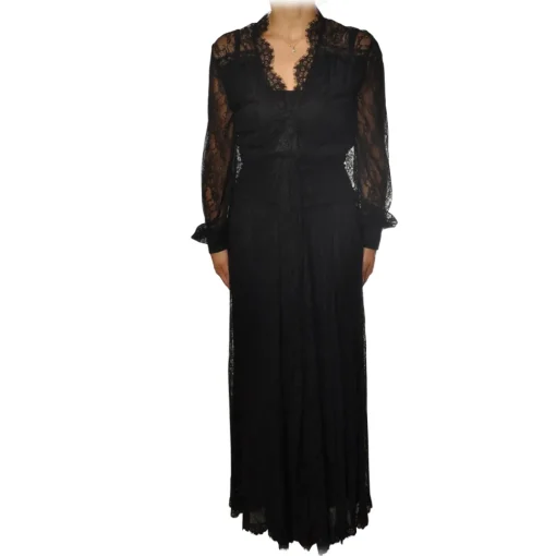 Pinko Dresses-- Long Dress Sposare1 with Sleeves in Lace - Black - Dress - Made in Italy - Luxury Exclusive Collection - Avvenice