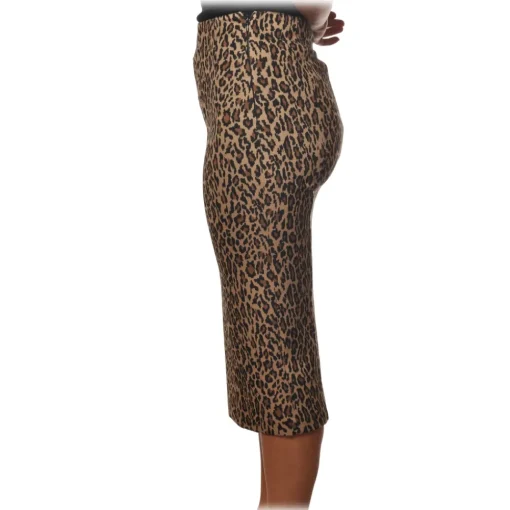 Pinko Skirts-- Longuette Skirt Ortisei in Leopard Pattern - Black/Beige - Skirt - Made in Italy - Luxury Exclusive Collection - Avvenice