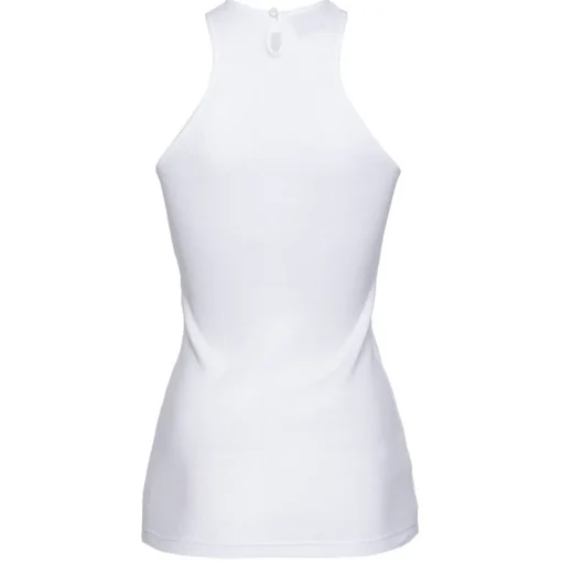 Pinko Tops-- Milleraies Cotton Tank Top with Logo - White - Top - Made in Italy - Luxury Exclusive Collection - Avvenice
