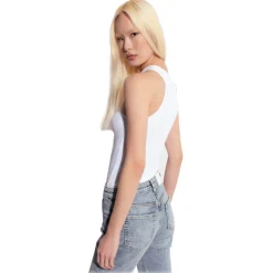 Pinko Tops-- Milleraies Cotton Tank Top with Logo - White - Top - Made in Italy - Luxury Exclusive Collection - Avvenice