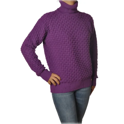Pinko Knitwears-- Nuvolosita Long Sleeve High Neck Pullover - Violet - Sweater - Made in Italy - Luxury Exclusive Collection - Avvenice