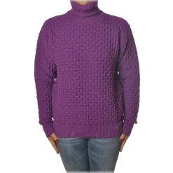Pinko Knitwears-- Nuvolosita Long Sleeve High Neck Pullover - Violet - Sweater - Made in Italy - Luxury Exclusive Collection - Avvenice
