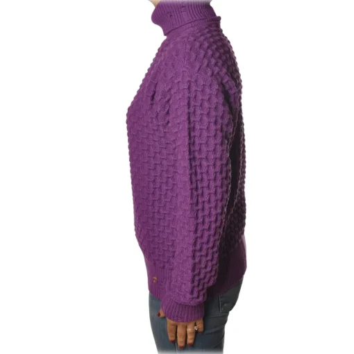 Pinko Knitwears-- Nuvolosita Long Sleeve High Neck Pullover - Violet - Sweater - Made in Italy - Luxury Exclusive Collection - Avvenice