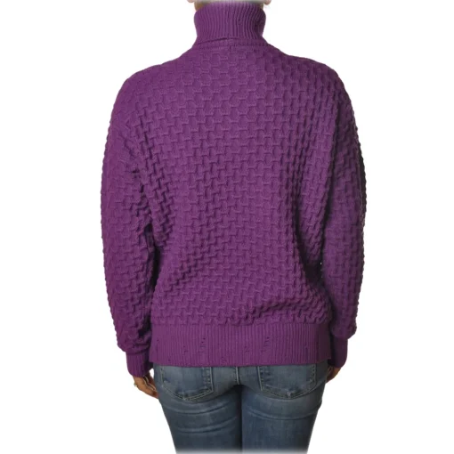 Pinko Knitwears-- Nuvolosita Long Sleeve High Neck Pullover - Violet - Sweater - Made in Italy - Luxury Exclusive Collection - Avvenice