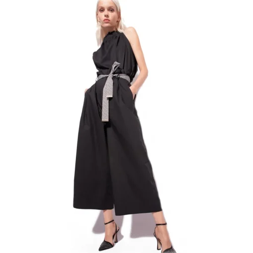Pinko Tops-- Poplin Top with Ribbon - Black - Top - Made in Italy - Luxury Exclusive Collection - Avvenice
