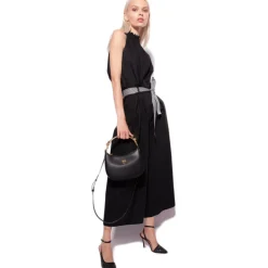 Pinko Tops-- Poplin Top with Ribbon - Black - Top - Made in Italy - Luxury Exclusive Collection - Avvenice