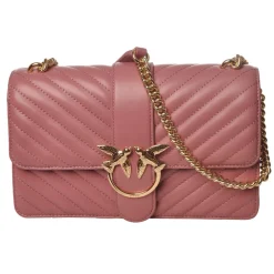 Pinko Bags-- Quilted Bag LoveClassicMix With Shoulder Chain and Logo - Pink - Bag - Made in Italy - Luxury Exclusive Collection - Avvenice