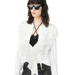Pinko Shirts-- Ruffled Blouse - White - Shirts - Made in Italy - Luxury Exclusive Collection - Avvenice