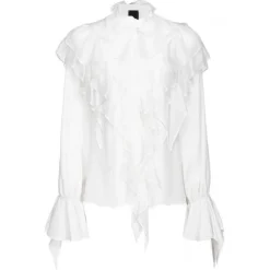 Pinko Shirts-- Ruffled Blouse - White - Shirts - Made in Italy - Luxury Exclusive Collection - Avvenice