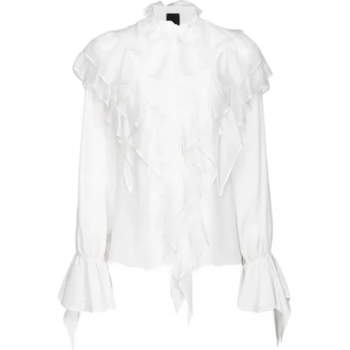 Pinko Shirts-- Ruffled Blouse - White - Shirts - Made in Italy - Luxury Exclusive Collection - Avvenice