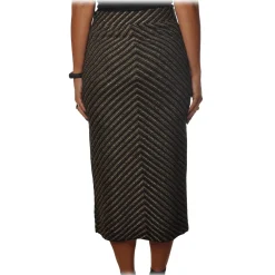 Pinko Skirts-- Sheath Skirt Gas Midi in Diagonal Laminated Knit - Black - Skirt - Made in Italy - Luxury Exclusive Collection - Avvenice