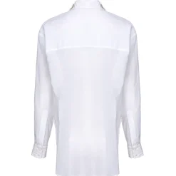 Pinko Shirts-- Shirt with Plastron Detail with Pleats - White - Shirts - Made in Italy - Luxury Exclusive Collection - Avvenice