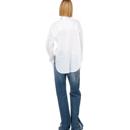 Pinko Shirts-- Shirt with Plastron Detail with Pleats - White - Shirts - Made in Italy - Luxury Exclusive Collection - Avvenice