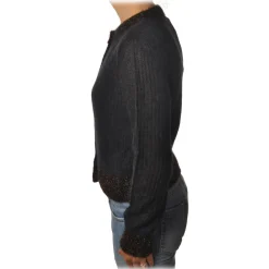 Pinko Knitwears-- Short Cardigan Quantunque with Lurex Details - Black - Sweater - Made in Italy - Luxury Exclusive Collection - Avvenice