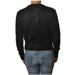 Pinko Knitwears-- Short Cardigan Quantunque with Lurex Details - Black - Sweater - Made in Italy - Luxury Exclusive Collection - Avvenice