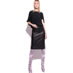 Pinko Tops-- Silk Blend Top with Ruffles - Black - Top - Made in Italy - Luxury Exclusive Collection - Avvenice