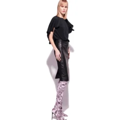 Pinko Tops-- Silk Blend Top with Ruffles - Black - Top - Made in Italy - Luxury Exclusive Collection - Avvenice