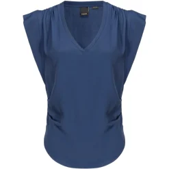 Pinko Tops-- Silk Blend V-Neck Top - Blue - Top - Made in Italy - Luxury Exclusive Collection - Avvenice