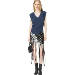 Pinko Tops-- Silk Blend V-Neck Top - Blue - Top - Made in Italy - Luxury Exclusive Collection - Avvenice