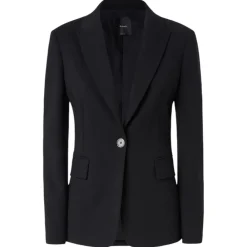 Pinko Jackets-- Single Breasted Blazer in Technical Fabric - Black - Jackets - Made in Italy - Luxury Exclusive Collection - Avvenice