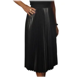 Pinko Skirts-- Skirt Montare1 Midi Pleated Effect - Black - Skirt - Made in Italy - Luxury Exclusive Collection - Avvenice