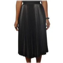 Pinko Skirts-- Skirt Montare1 Midi Pleated Effect - Black - Skirt - Made in Italy - Luxury Exclusive Collection - Avvenice