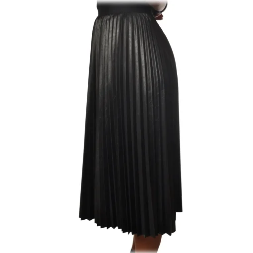 Pinko Skirts-- Skirt Montare1 Midi Pleated Effect - Black - Skirt - Made in Italy - Luxury Exclusive Collection - Avvenice