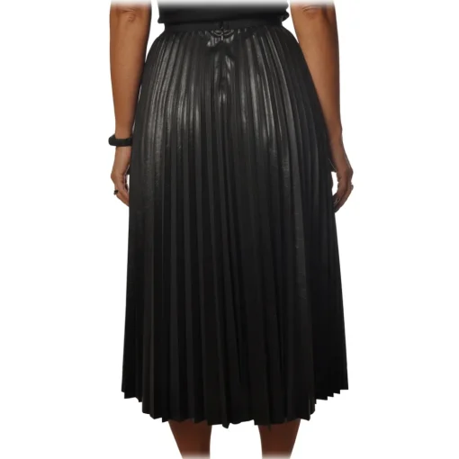 Pinko Skirts-- Skirt Montare1 Midi Pleated Effect - Black - Skirt - Made in Italy - Luxury Exclusive Collection - Avvenice