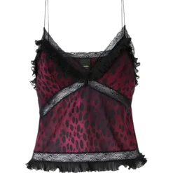 Pinko Tops-- Spotted Animal Print Short Top - Black/Pink - Top - Made in Italy - Luxury Exclusive Collection - Avvenice